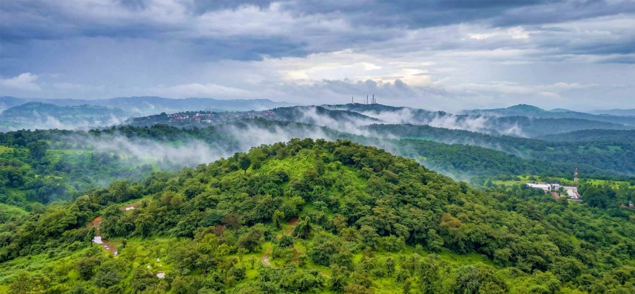 Misty green hills of the Western Ghats around Khopoli