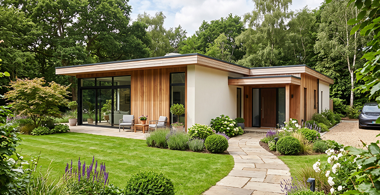 Single-floor villa with a garden